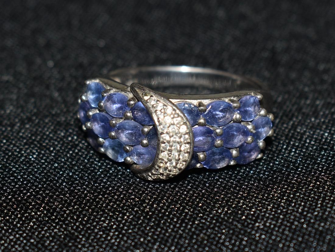 Sterling Silver & Tanzanites + Diamonds Cocktail Ring (1 of 3)