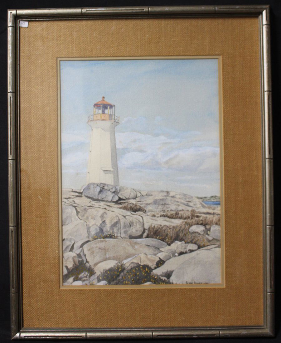 Light House Watercolor. Sgd. (1 of 3)