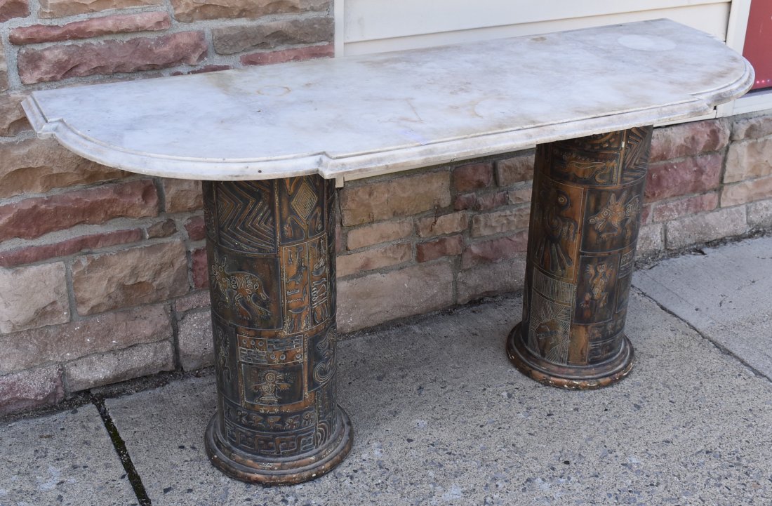 Console Table. Marble Top. Unusual Supports (1 of 11)