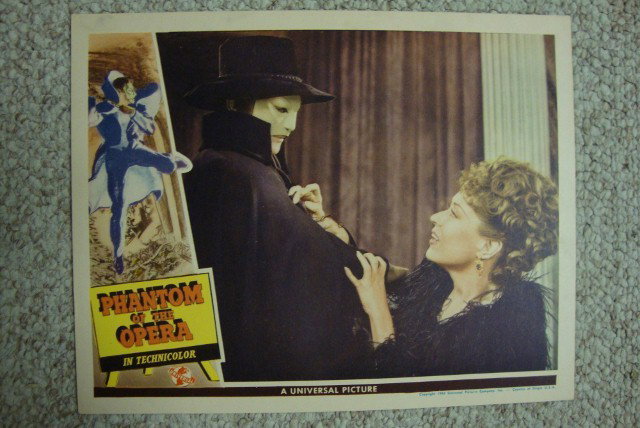 PHANTOM OF THE OPERA LOBBY CARDS (2): Universal. 1943. Claude Rains 11" 14" VF-F