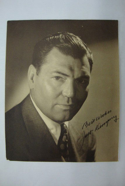 JACK DEMPSEY ISP: Portrait signed in black ink, Best Wishes, Jack Dempsey. 7-1/4 x 9-1/4