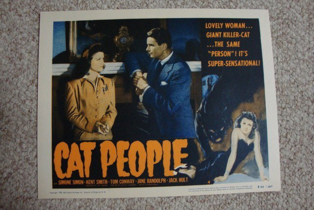 CAT PEOPLE LOBBY CARD: RKO. 1952. Simone Simon 11" x 14" VF