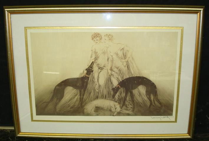 LOUIS ICART PRINT: framed print; Speed after Louis Icart; plate signed; 14in. X 23.5in.(sight size)