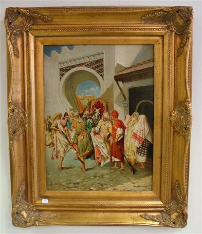 OIL ON BOARD MIDDLE EASTERN SCENE: Signed lower left R. Neiyson. 16" x 12"