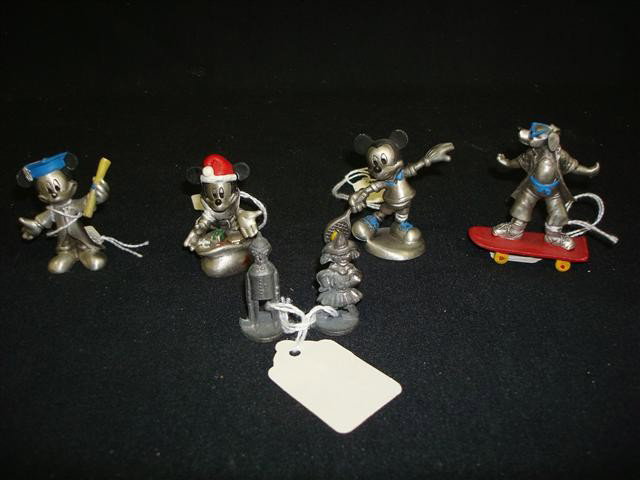 LOT OF DISNEY PEWTER FIGURES: Miniature hand painted pewter figures including Mickey Mouse(3); etc. ; various sizes