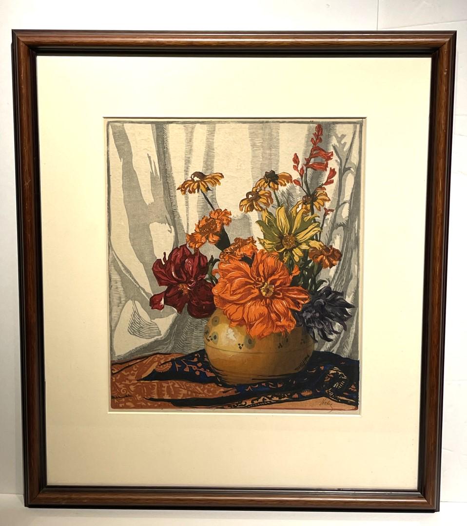 Hugo Noske; 20thC. American Woodblock Signed (1 of 7)