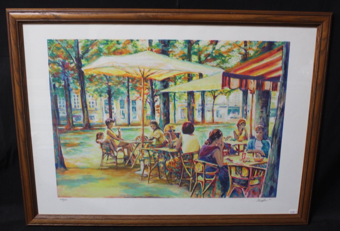 Cafe Scene Lithograph. Sgd. (1 of 4)
