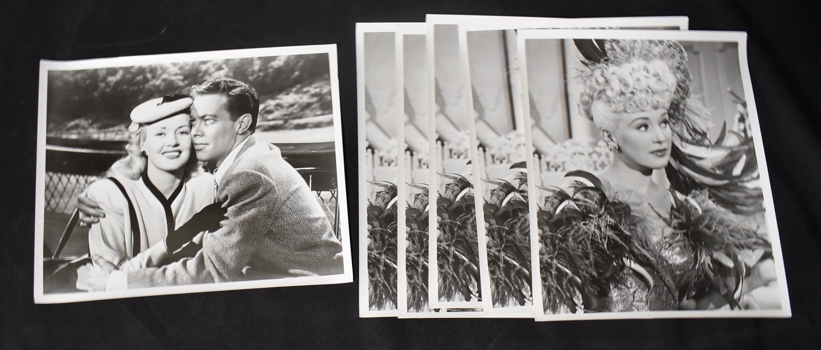 Vintage Photos of Betty Grable (6): Includes 5 identical photos of Betty Grable in a fancy dress, and one with Dick Haymes. All 8x10.