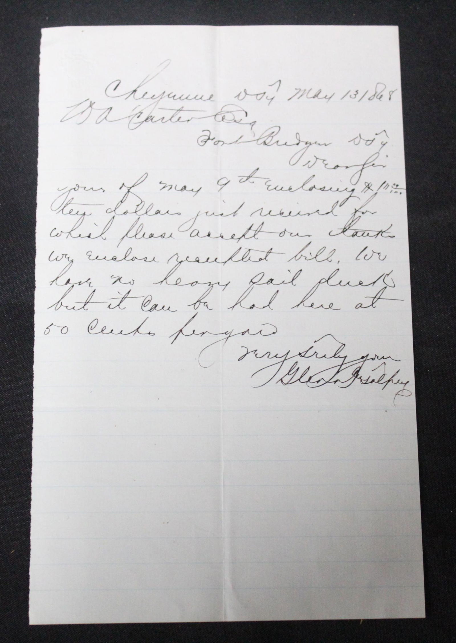 Letter to Fort Bridger (1 of 3)