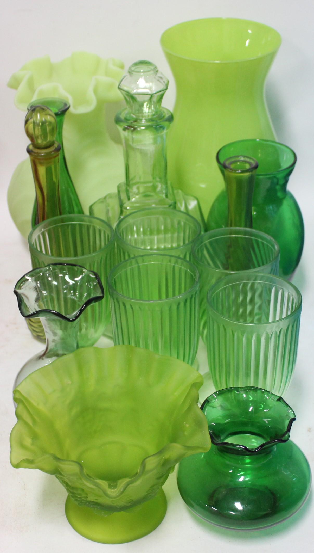 Antique Green Glassware (16 pcs.) (1 of 1)