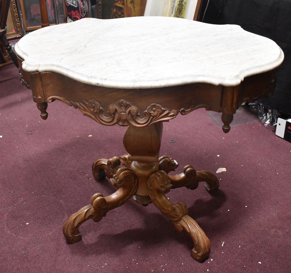 Marble Topped Victorian Parlor Table (1 of 3)