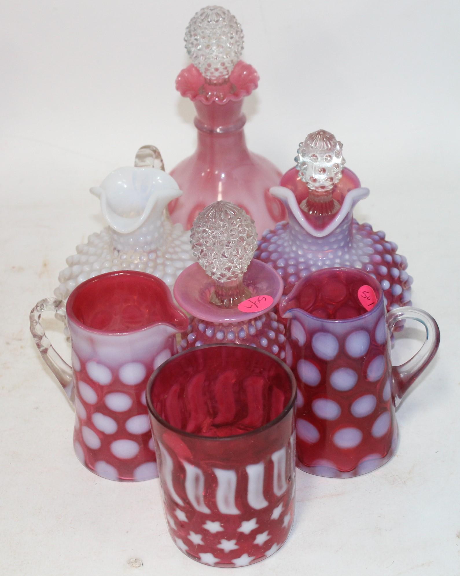 Hobbs Brockunier Cranberry Glass Lot (7) (1 of 1)