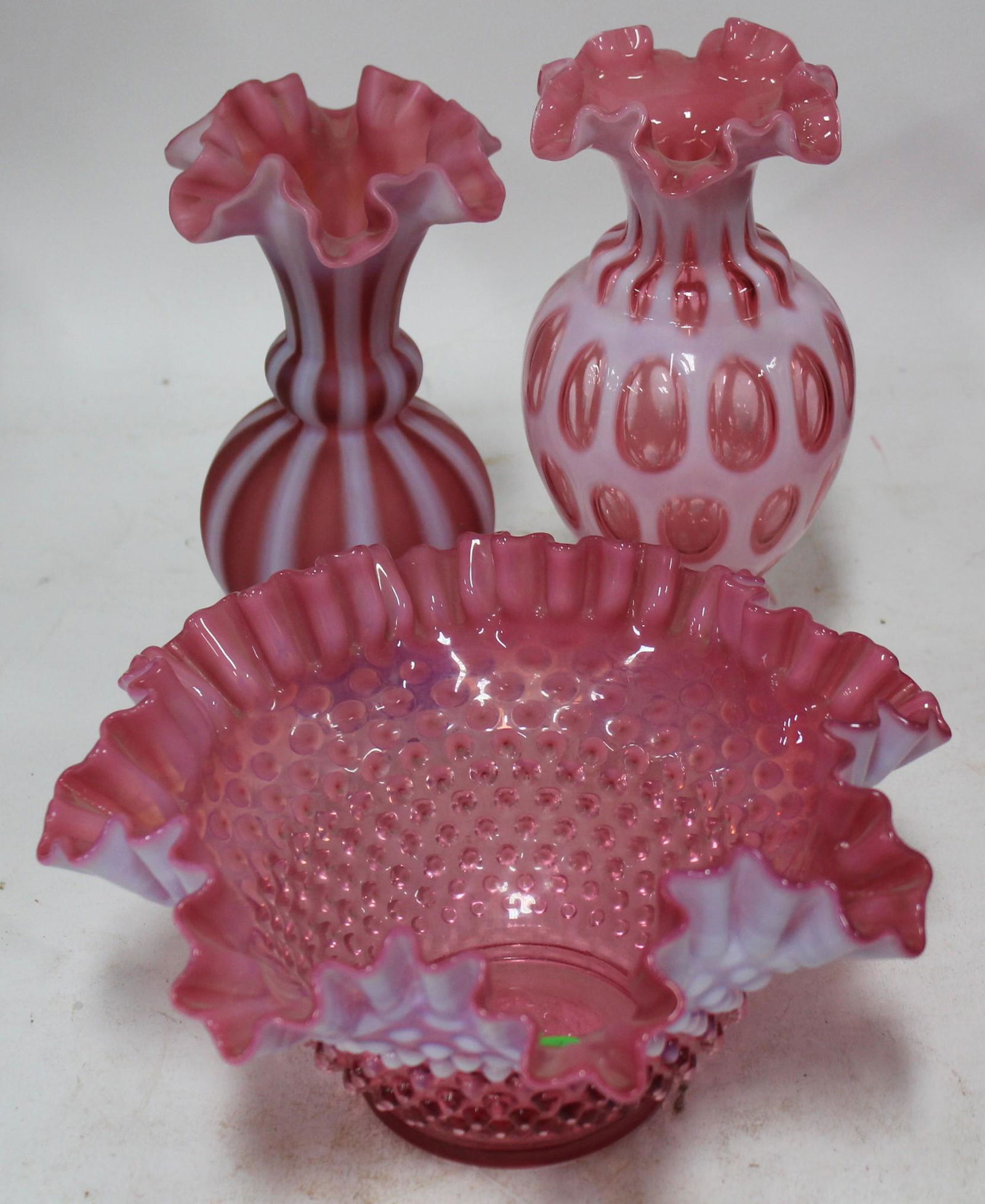 Hobbs Brockunier Cranberry Opalescent Glass (3) (1 of 1)