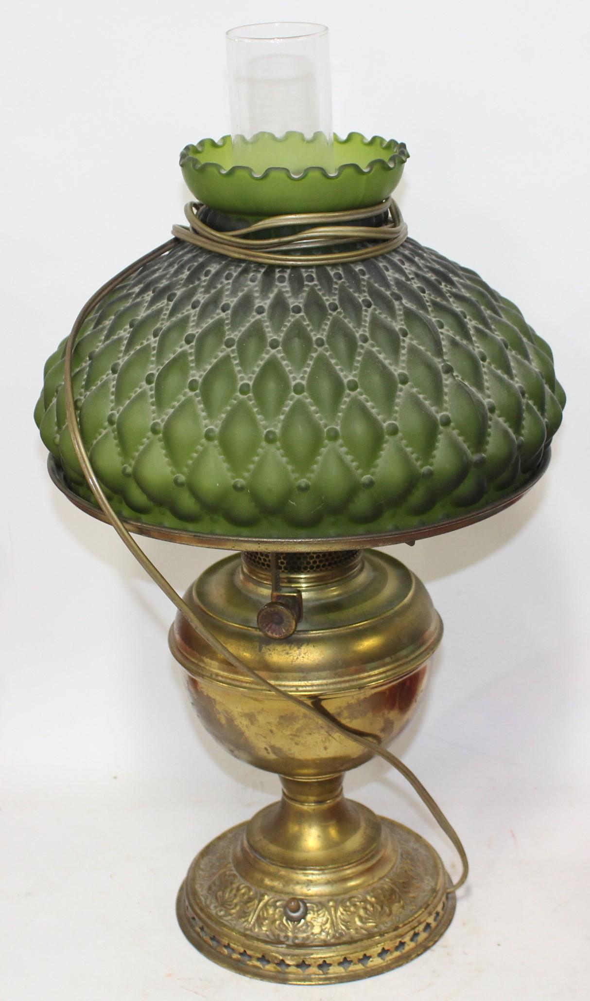 Gone With the Wind Lamp. Electrified: Hobnail shade. 19.75" tall
