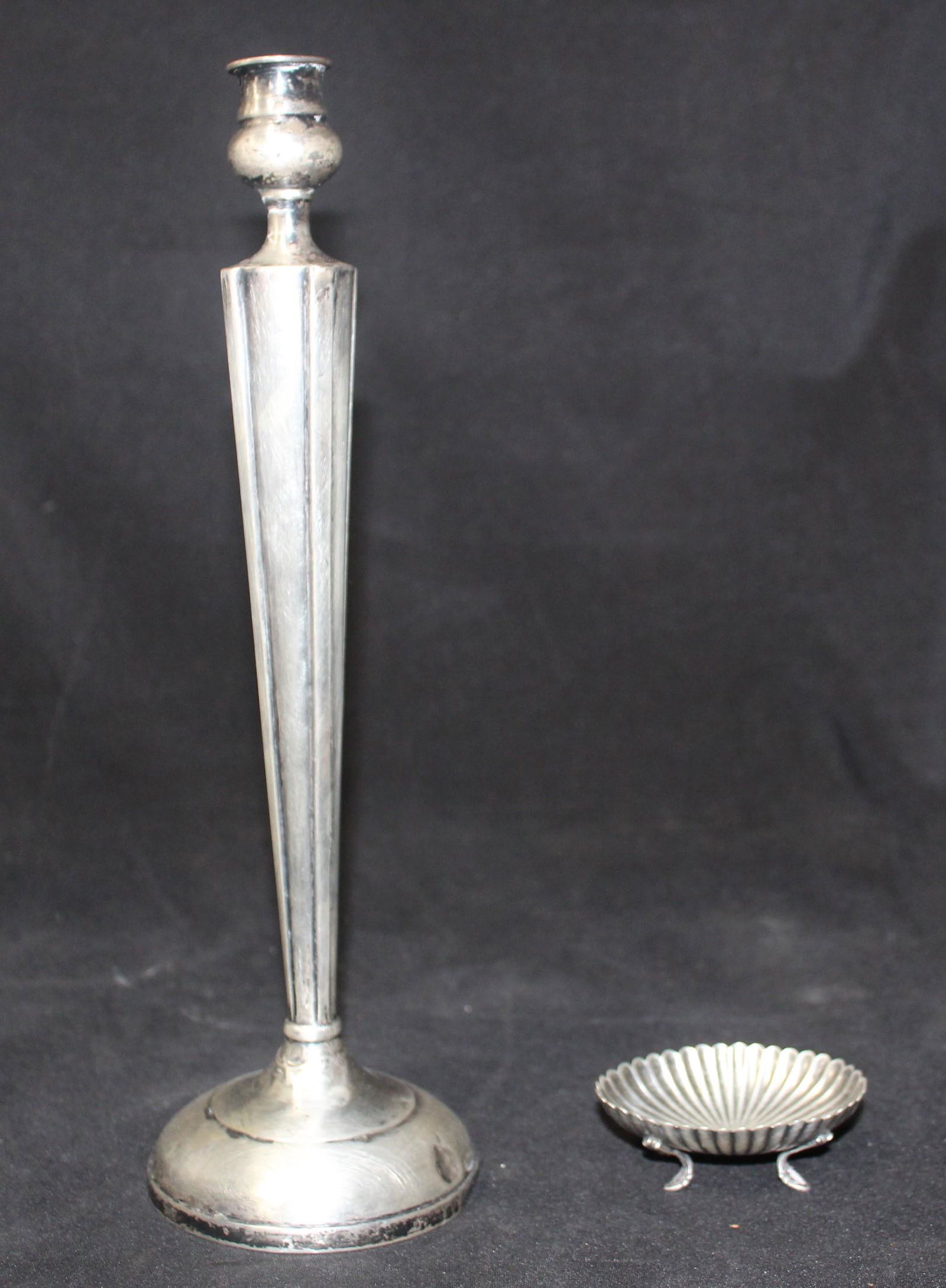 Sterling Silver Candlestick & Sterling Salt (1 of 1)