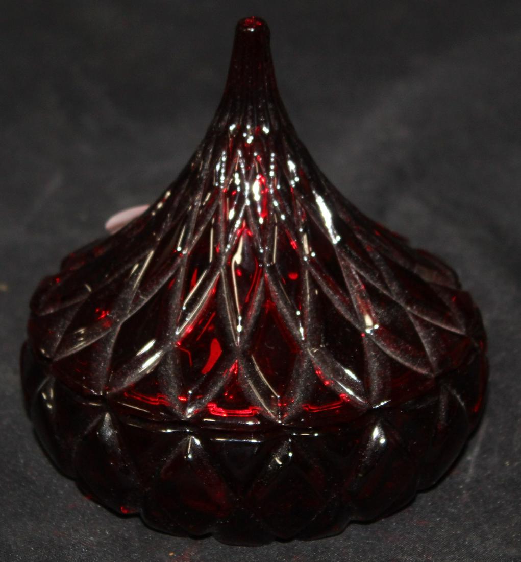 Cranberry Crystal Covered Jar (1 of 1)