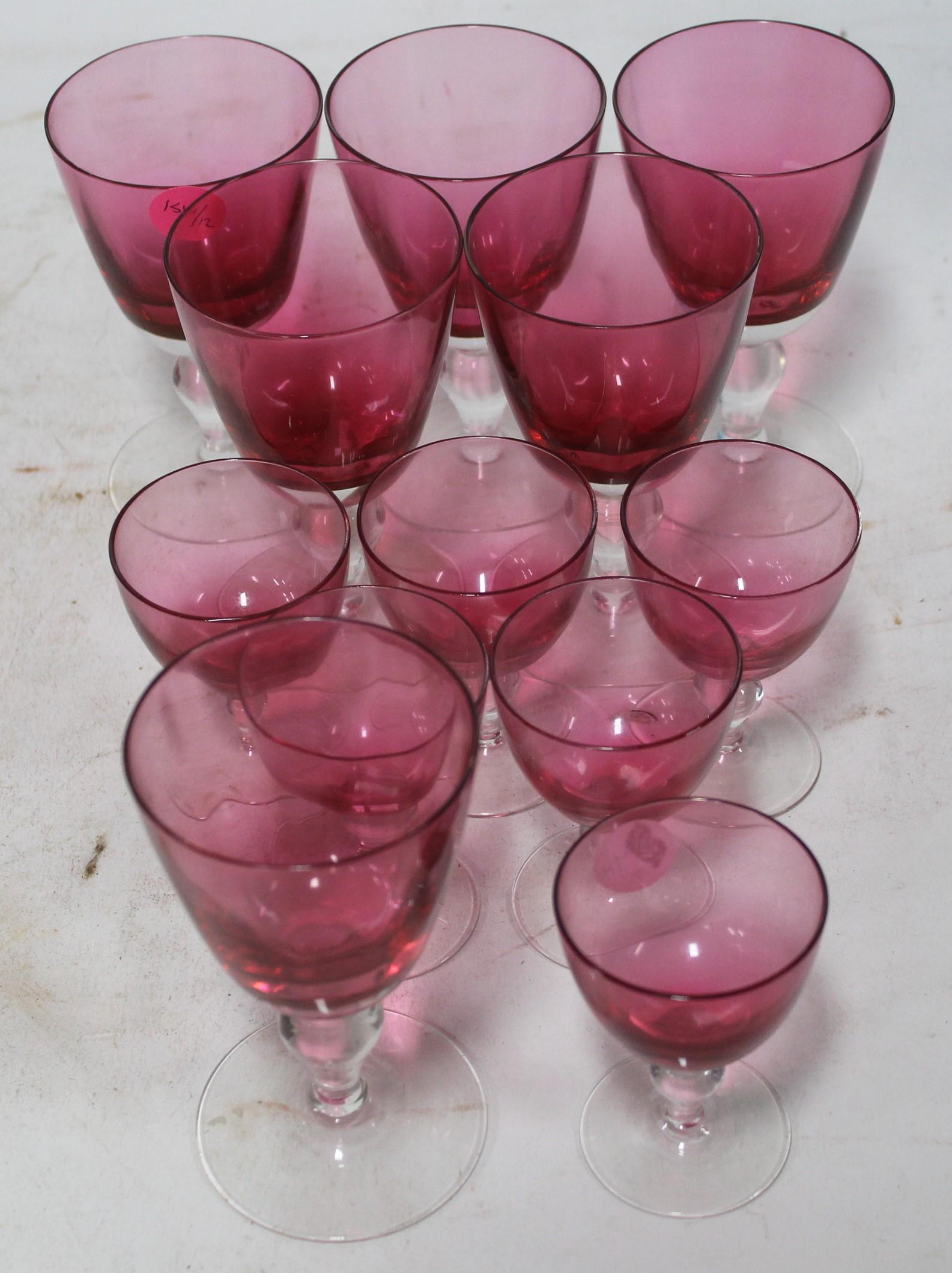 Cranberry Glass Antique Stemware (12) (1 of 1)