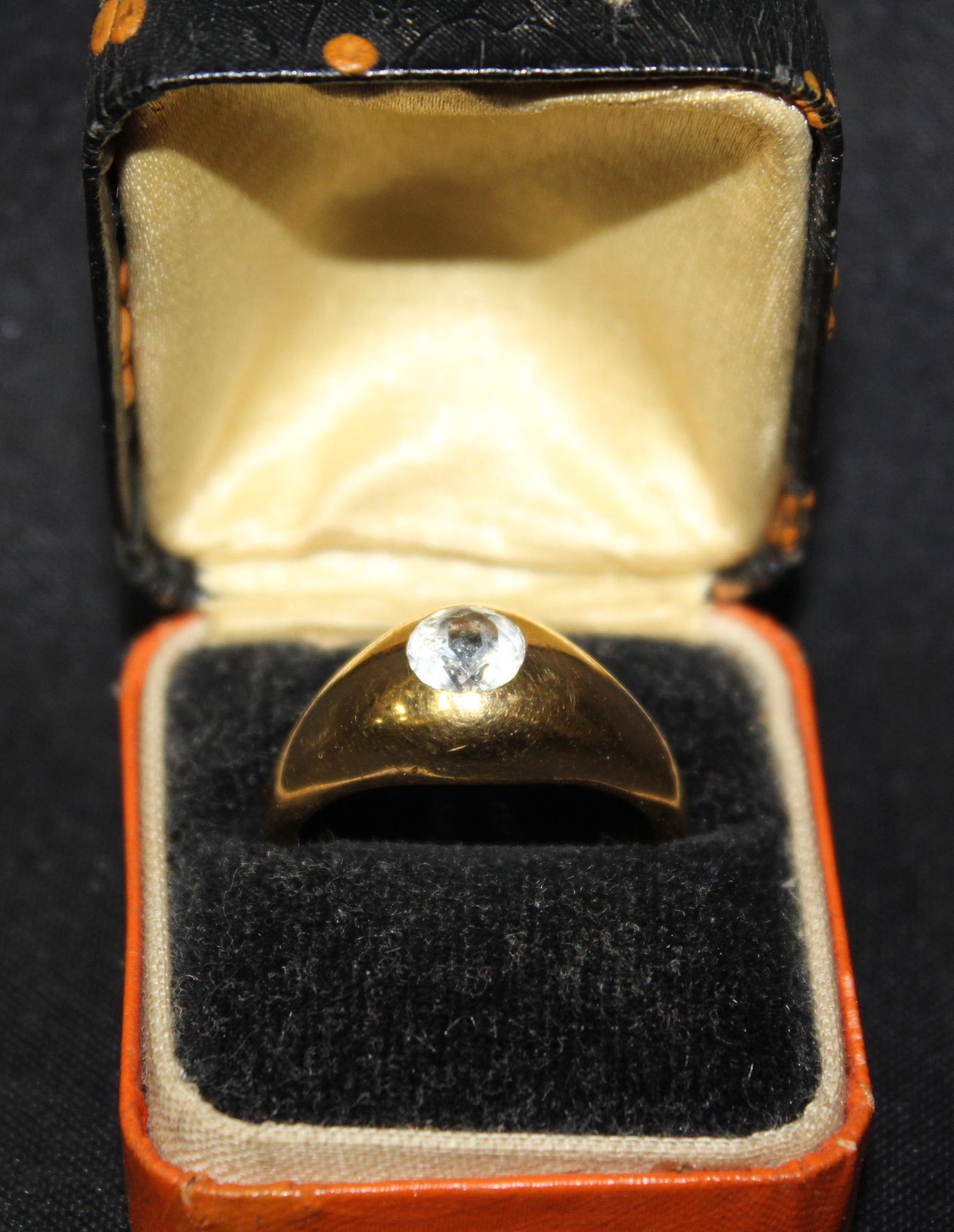 18k Gold H. G. E. Ring: Size 10. Ring marked at the inside 18K H.G.E. ( high grade gold electroplate)