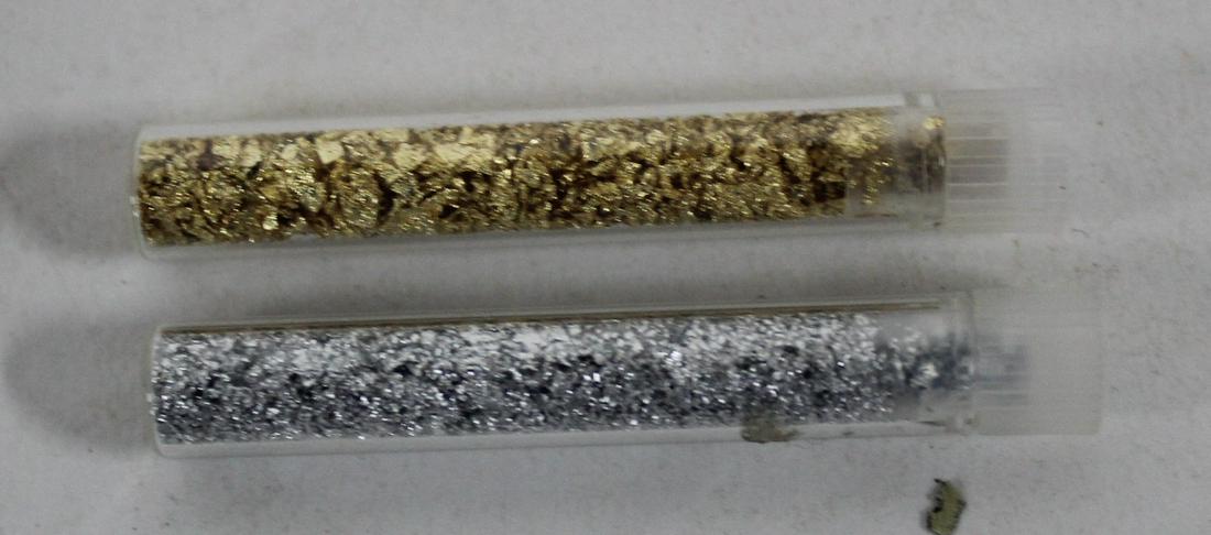 Vial of Silver Flakes & Vial of Gold Flakes (1 of 1)
