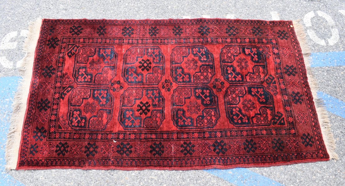 Antique Afghan Carpet: 79" x 41" 6 ft. 7" x 3 ft. 5"