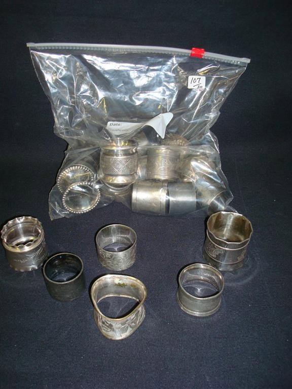 TWENTY AMERICAN VICTORIAN NAPKIN RINGS: All silverplate. Various shapes and various sizes.