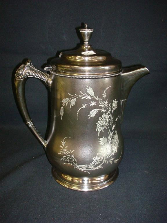 SILVER PLATE WATER COOLER: Elaborate elegant designs and decoration. 12 1/2"