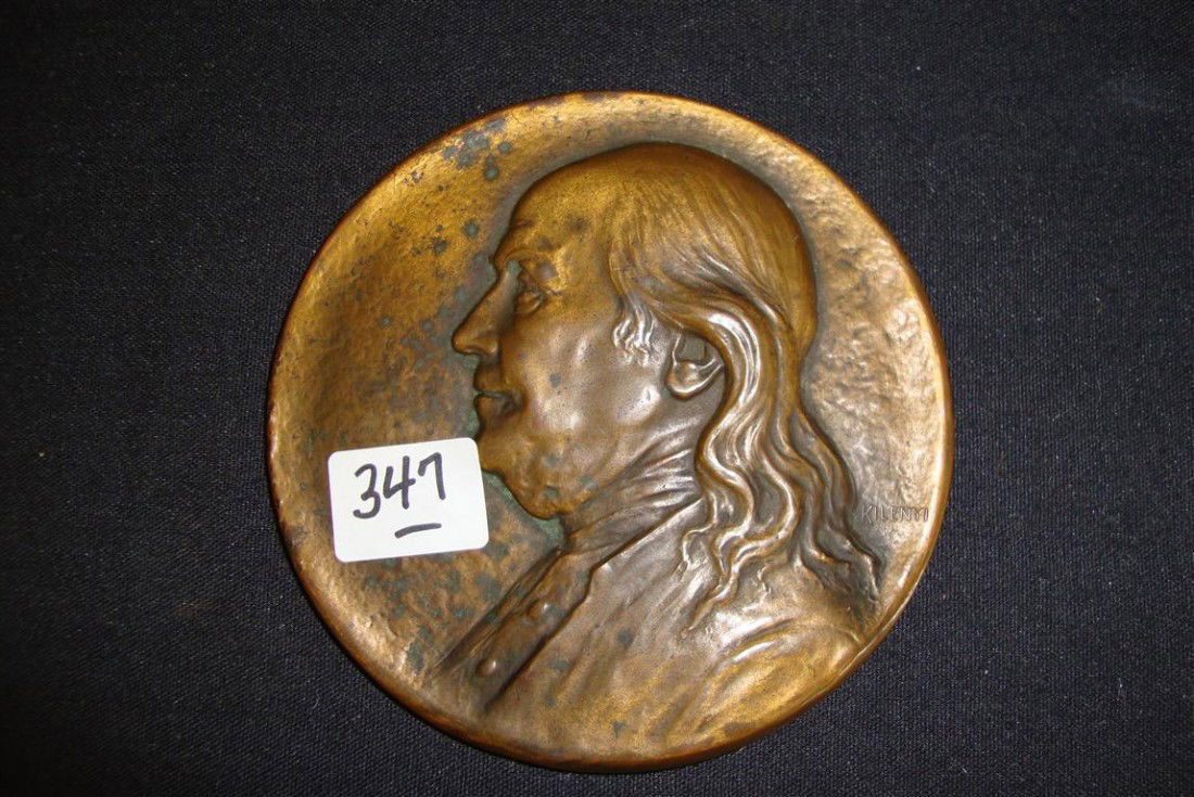 BRONZE THOMAS JEFFERSON MEDAL: 1928 commemoration of the founding of the Saturday Evening Post. 4" D