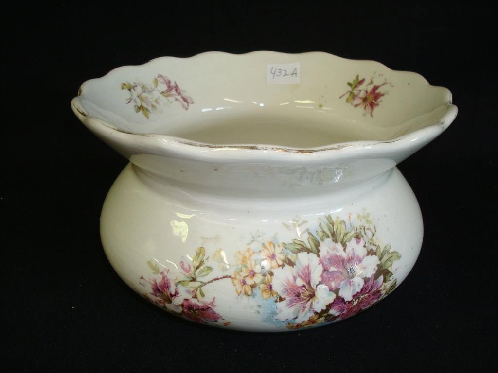 ENGLISH IRONSTONE SPITOON: floral decorated; 4" H 7 1/2" D