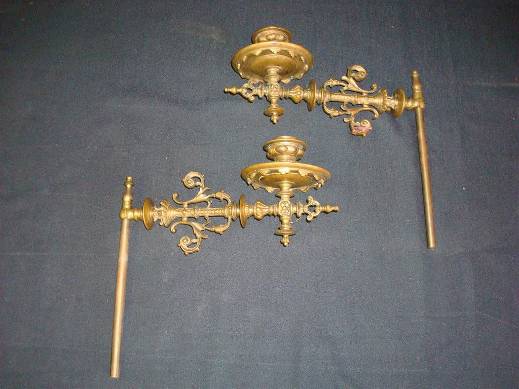 PAIR OF FRENCH BRONZE CANDLEABRA SCONCE INSERTS: 9" H.
