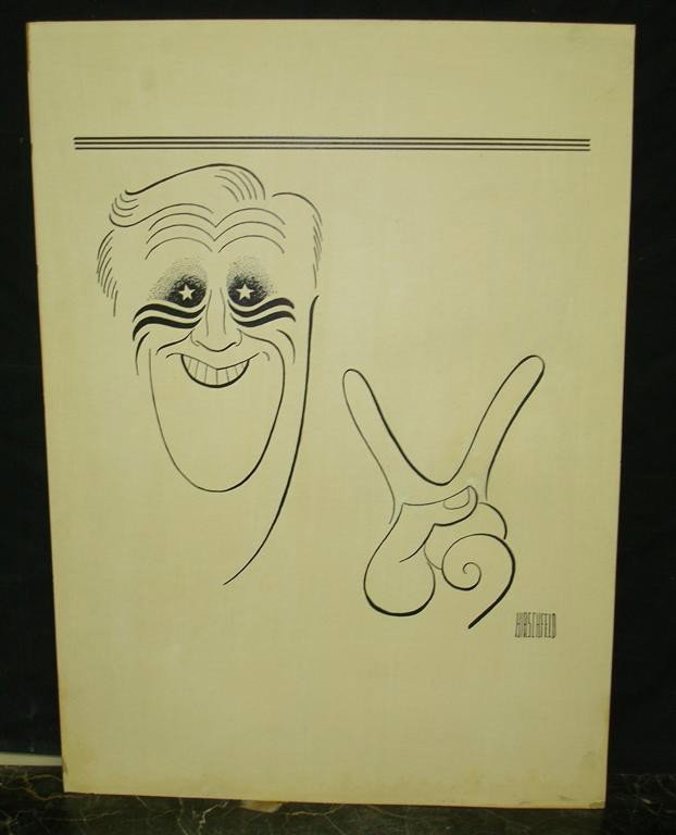 AL HIRSCHFELD; PEN AND INK DRAWING SIGNED: pen and ink on board "FDR" signed lower right; 27-7/8in. X 18in.