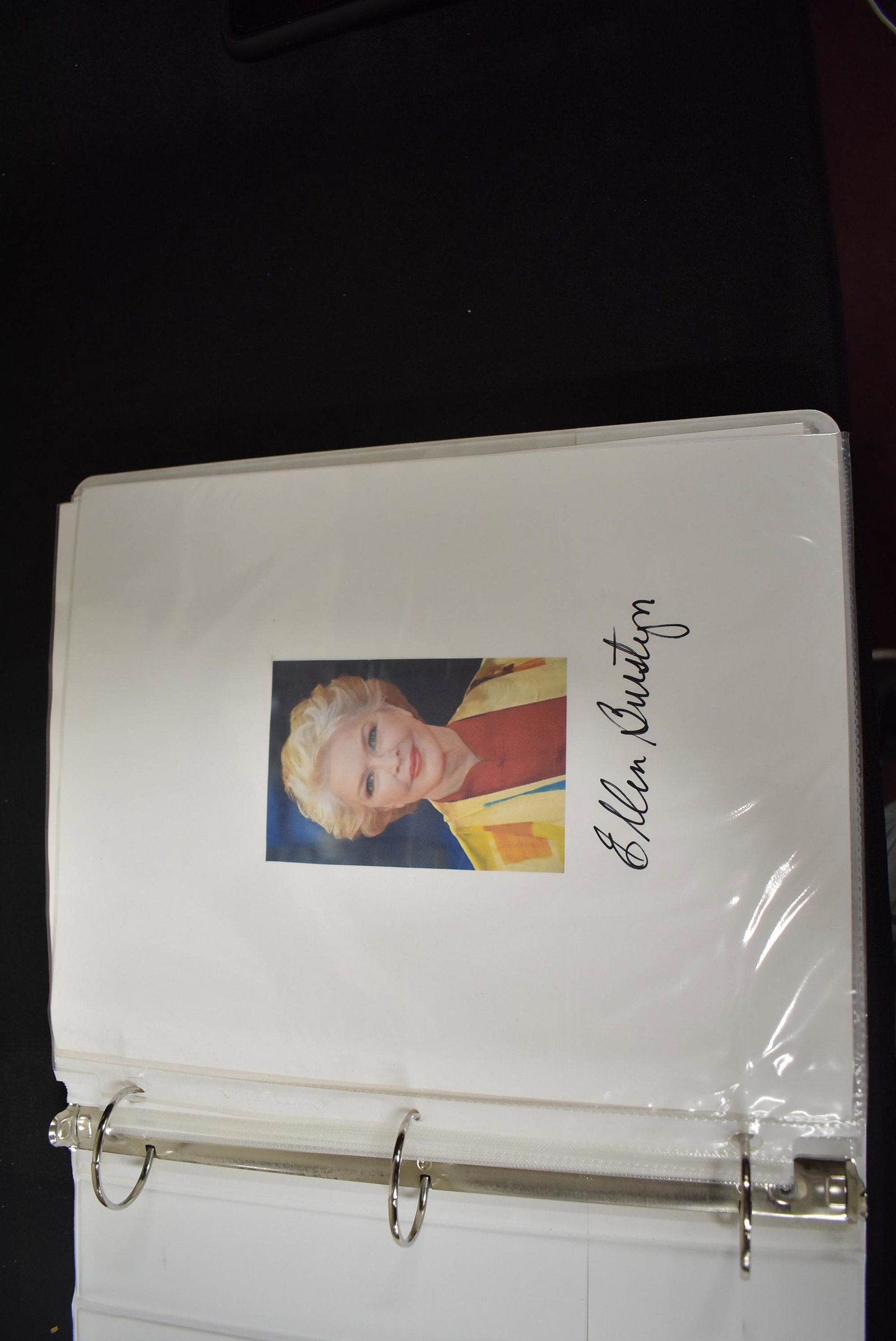 Ellen Burstyn Autographs (33): On album pages and photographs with hand written note by Mr. Clark as to how they were collected.