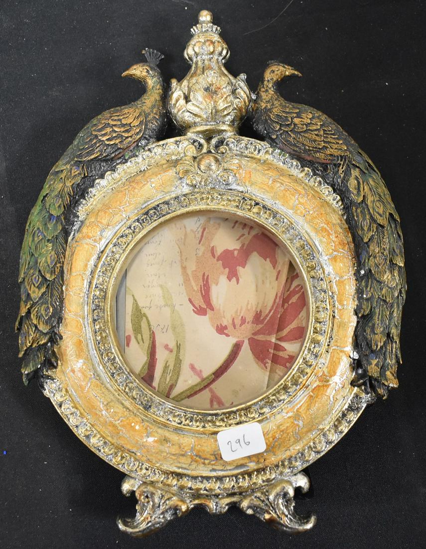 Ornate Antique Frame: Easel-back. Heavy gilt plaster. 10".
