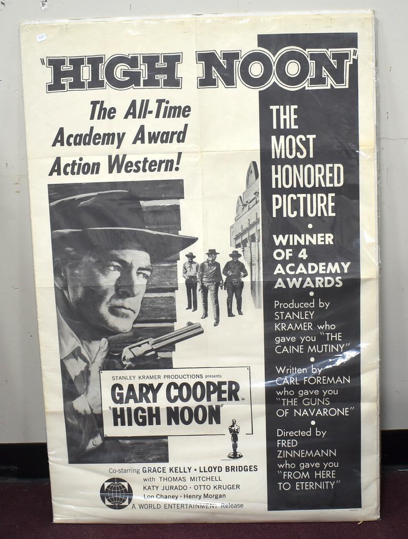Antique Movie Poster High Noon: One sheet poster. 27" x 41". Uncropped. By Stanley Kramer Productions. Starring Gary Cooper.