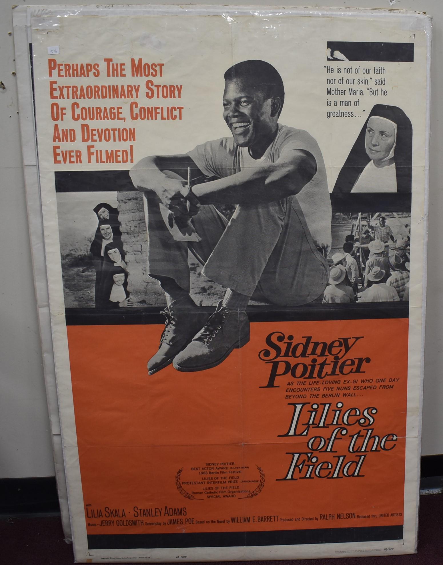 Antique Movie Poster. Lilies in the Field: Sidney Poitier. One sheet 27" x 41"