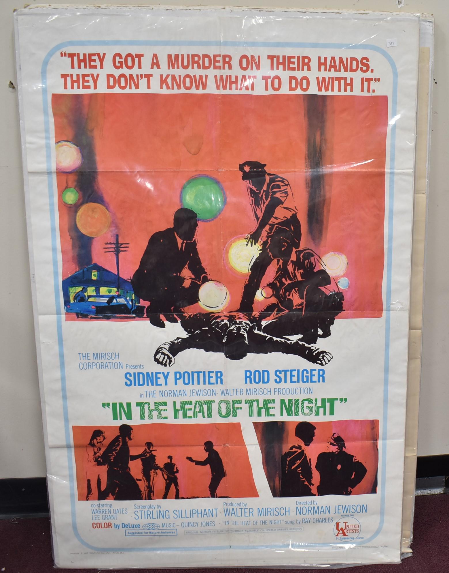 Antique Movie Poster In the Heat of the Night: Sidney Poitier Rod Steiger One Sheet 27" x 41"