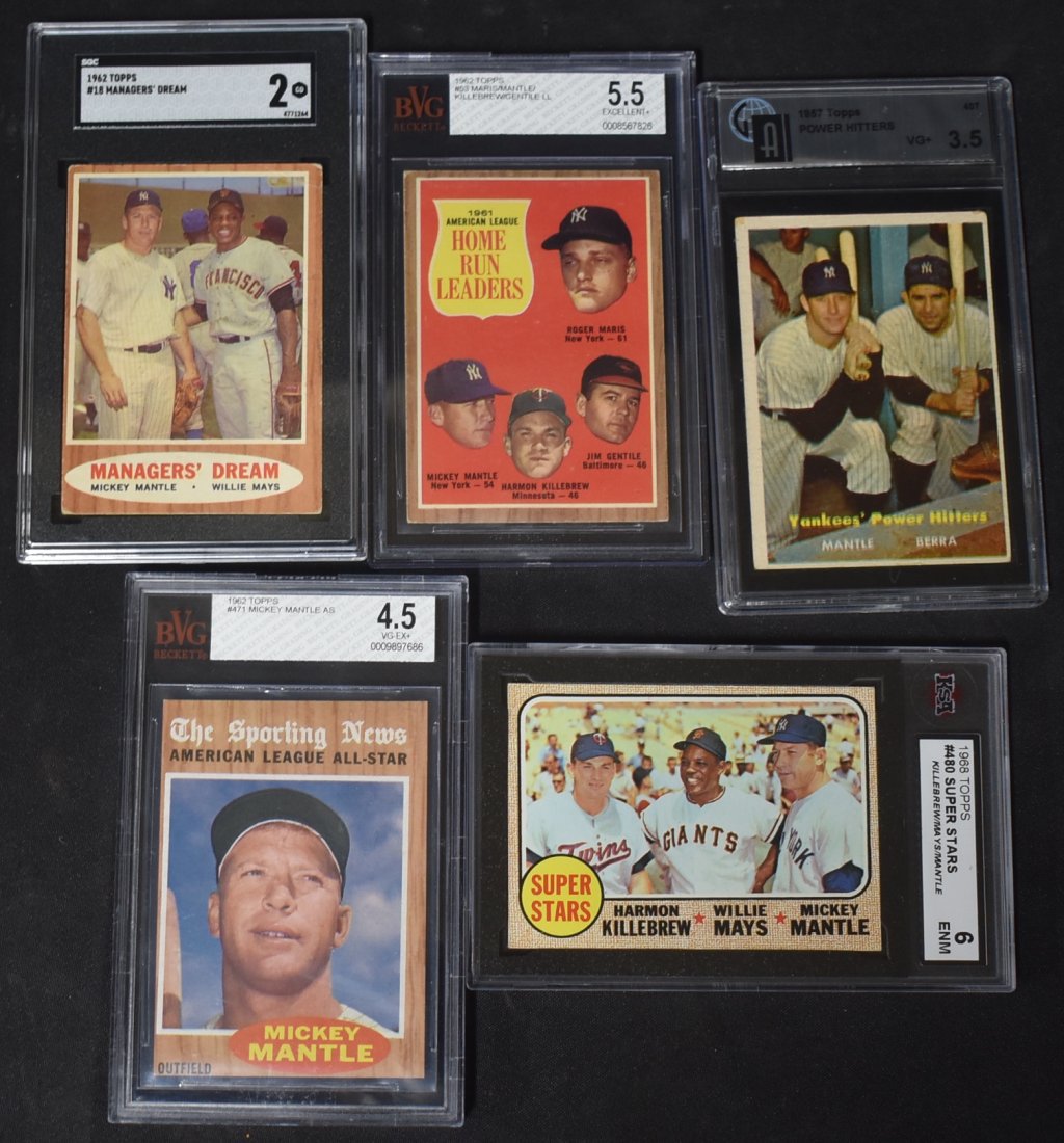 Five Graded Mickey Mantle Cards (1 of 2)