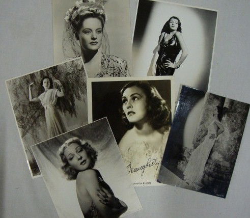 HAYWORTH. SMITH. OBERON. KELLY PHOTOS ETC (6): Rita Hayworth, Alexis Smith with a publicity snipe at back for Thank Your Lucky Stars & the fashions worn in the photo; Merle Oberon with a publicity snipe for Memory of Love and details of the Orry-K