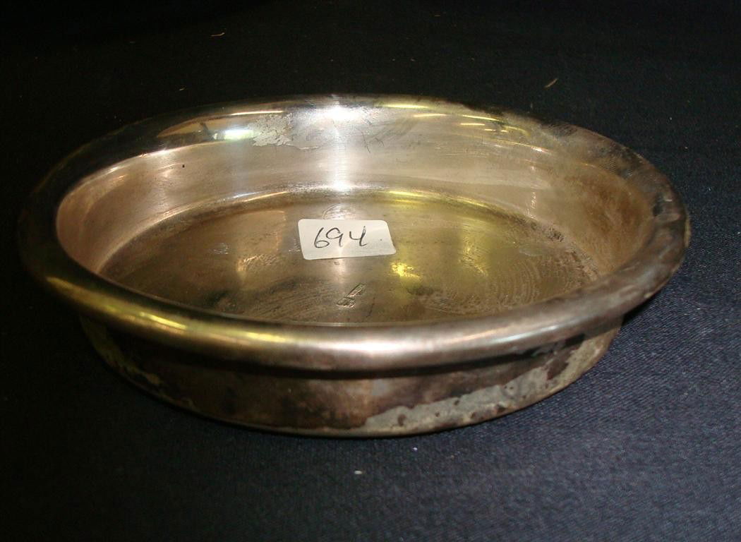 WALLACE STERLING SILVER COASTER: Sterling silver wine bottle coaster, unadorned; 5.25in. Diameter