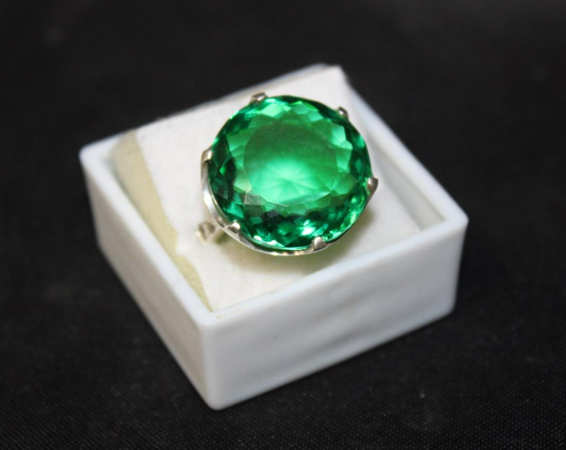 Sterling Silver Emerald Cocktail Ring (1 of 1)