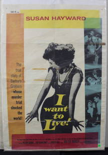 One Sheet Movie Posters (4): Included in the lot are I Want to Live; Thirty Seconds Over Tokyo with Robert Mitchum and Spencer Tracy; MGM's Executive Suite with Willam Holder, June Allyson and Barbara Stanwyck etc and Columbia's