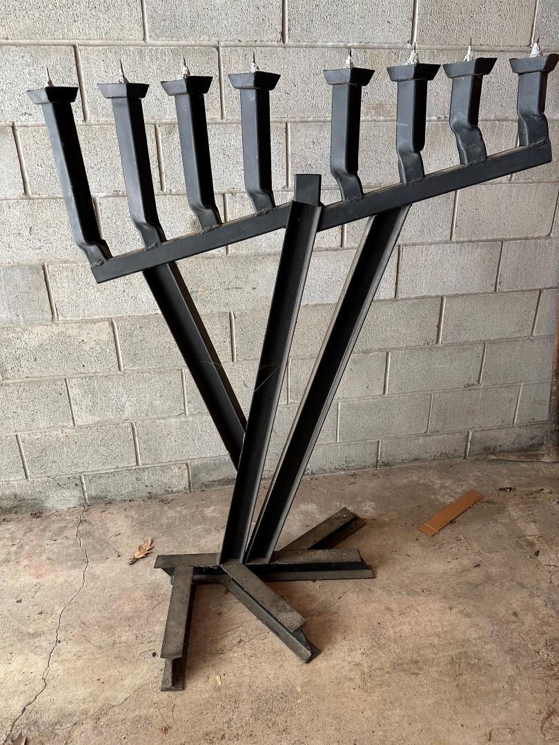 Large Custom Brutalist Iron Menorah (1 of 3)