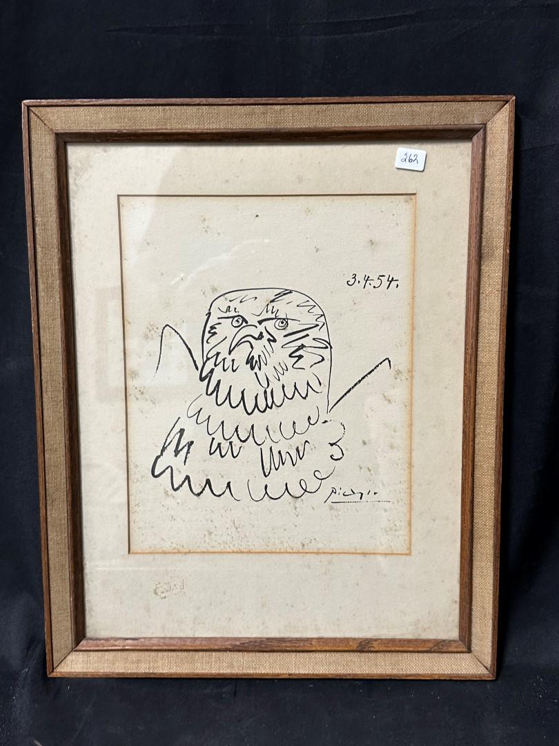 Vintage 1954 Picasso Print Sgd. (1 of 4)