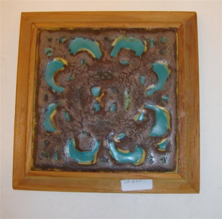 FRAMED ROOKWOOD TILE: Signed Rookwood. Faience. 4" square