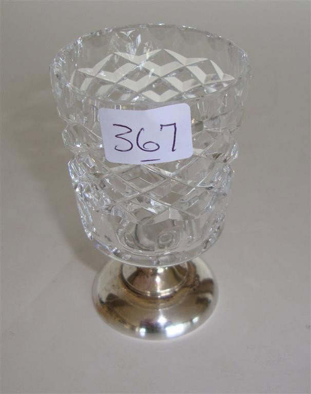 HAWKES GLASS TOOTHPICK HOLDER STERLING BASE: Marked Hawkes Sterling 10 dwts on the pedestaled base 4"H
