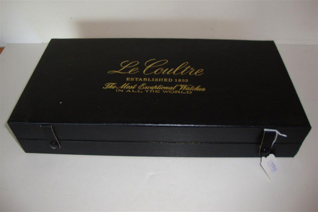 LECOULTRE CLOCK TRAY NO.2: Seven jewel eight day alarm No. 120 with original tag and a 462 obelisk. Engraved Leadership Award James R, Smith from Boys Club 1962-1965 Case is marked L. C, Clock Tray No. 2 0ne chamber in the case