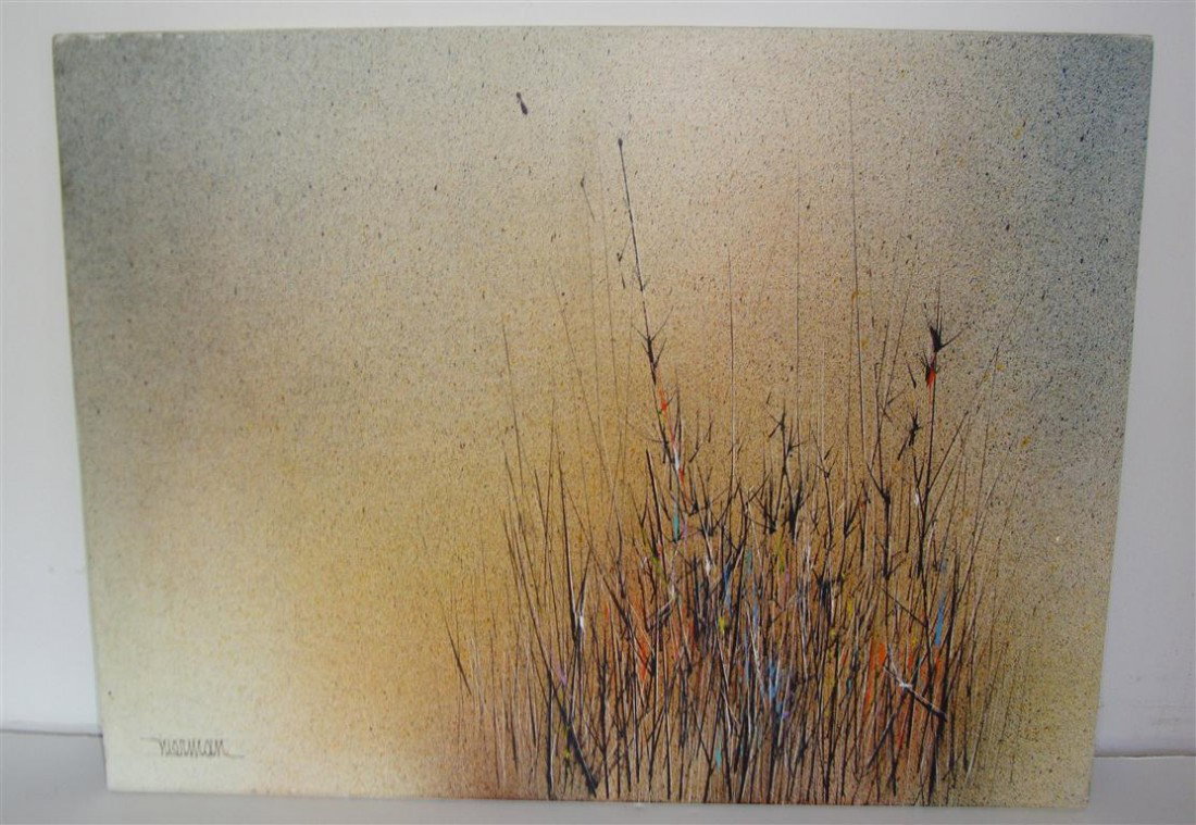 LEONARDO NIERMAN; MIXED MEDIA PAINTING SIGNED: Acrylic and airbrush on masonite, Trigo signed lower left; 12in. X 15.75in.