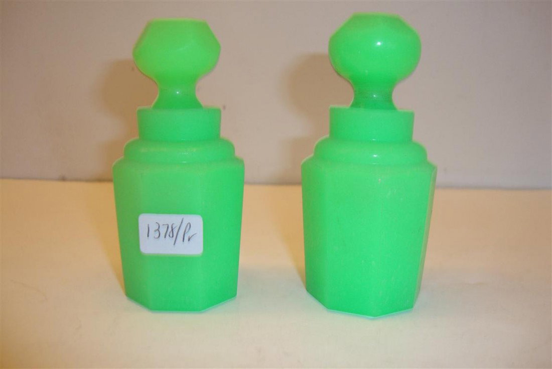 PR. FRENCH OPALINE PERFUME BOTTLES: 3 1/2"H
