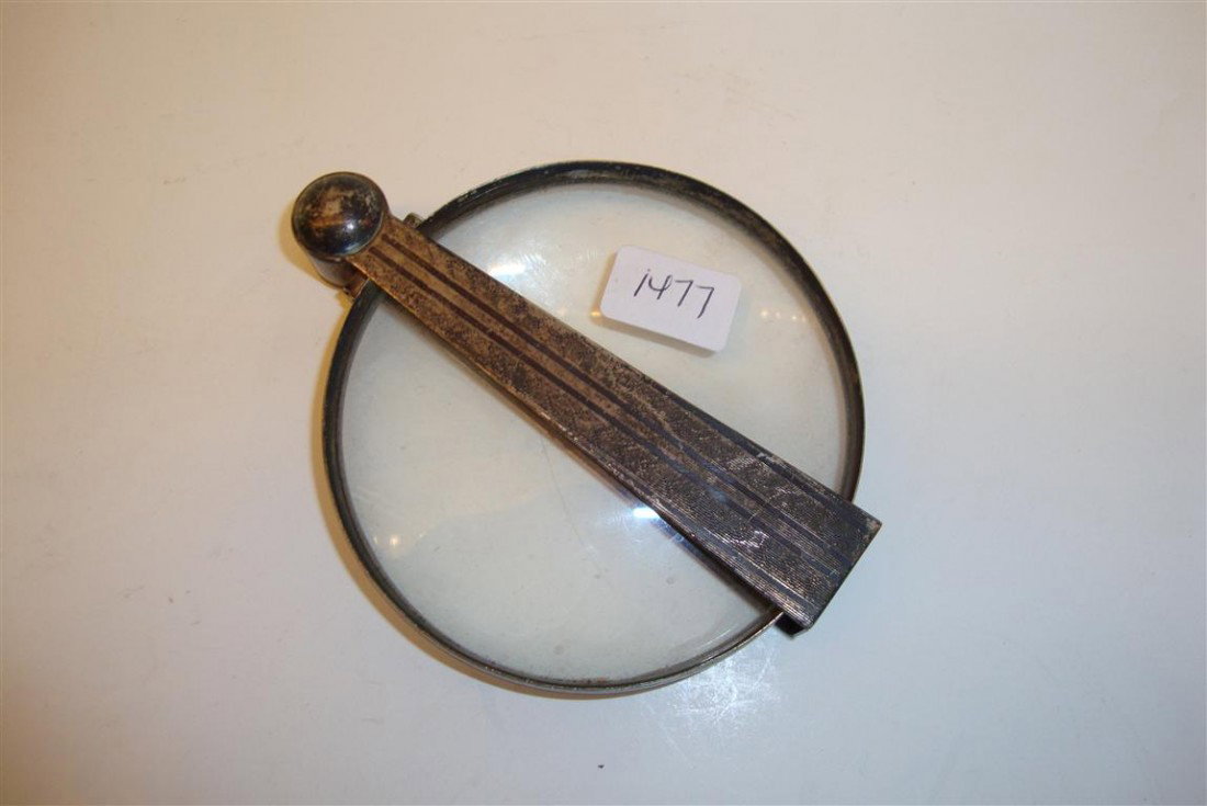 ART DECO STERLING MAGNIFYING GLASS: Sterling handle marked Hadco Sterling