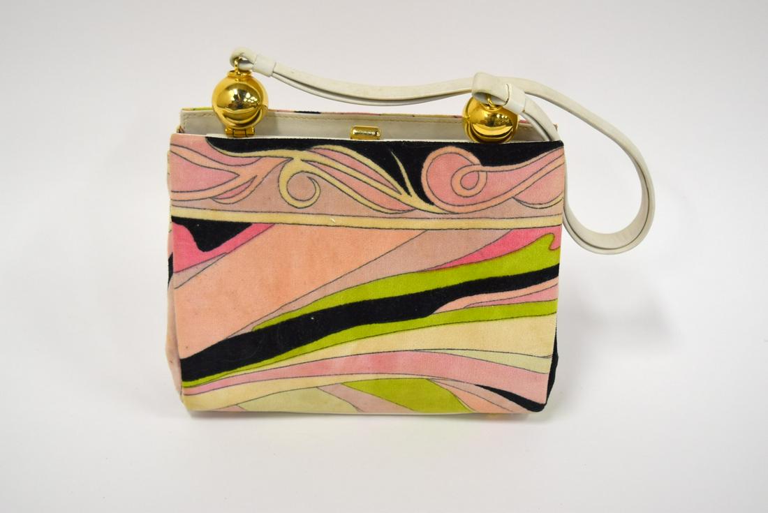 Emilio Pucci Handbag: Multi-colored cloth; 7in. X 8in.