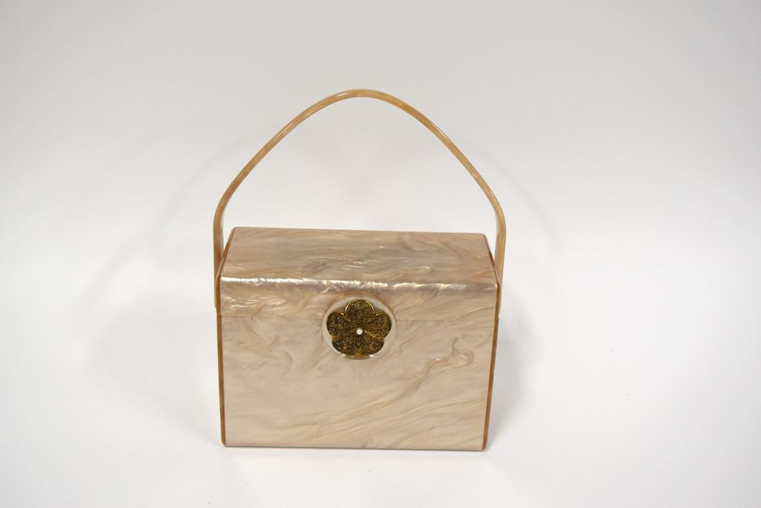 Wilardy Lucite Handbag: Beige; 6in. X 8.5in.